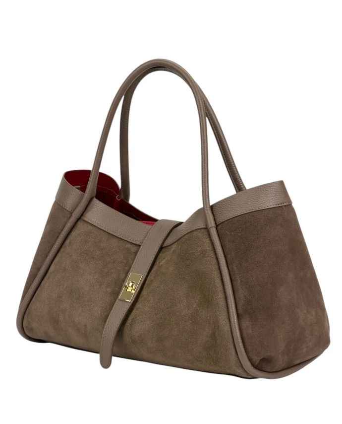 BZNA Bag Filiz Taupe Wildleder Italy Damen Handtasche Schultertasche Tasche