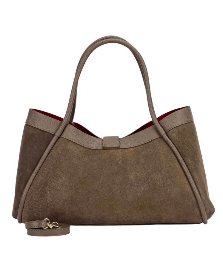 BZNA Bag Filiz Taupe Wildleder Italy Damen Handtasche Schultertasche Tasche - B Z N A