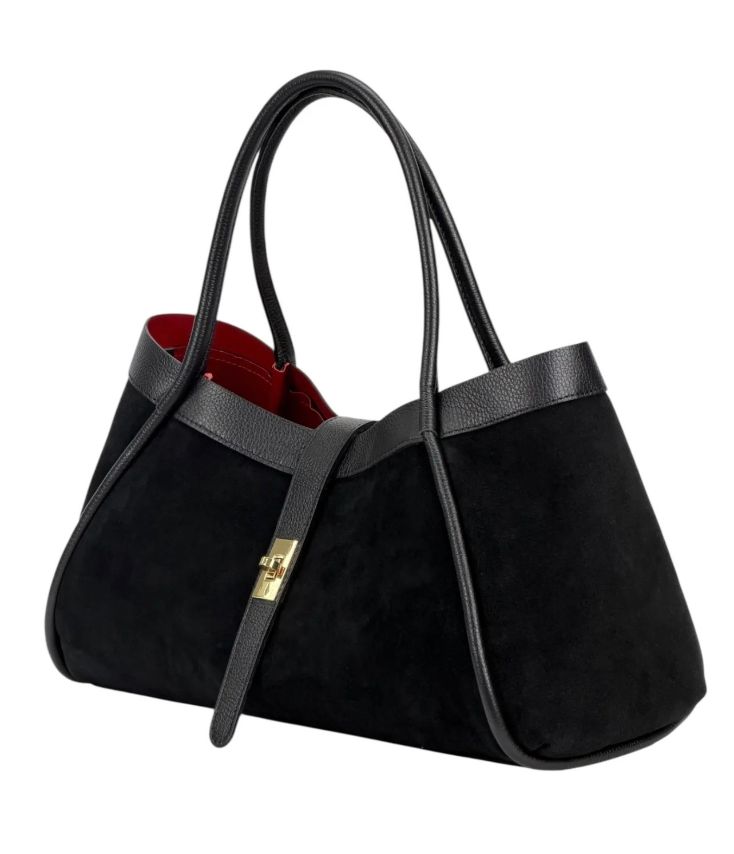 BZNA Bag Filiz Blau Wildleder Italy Damen Handtasche Schultertasche Tasche - B Z N A