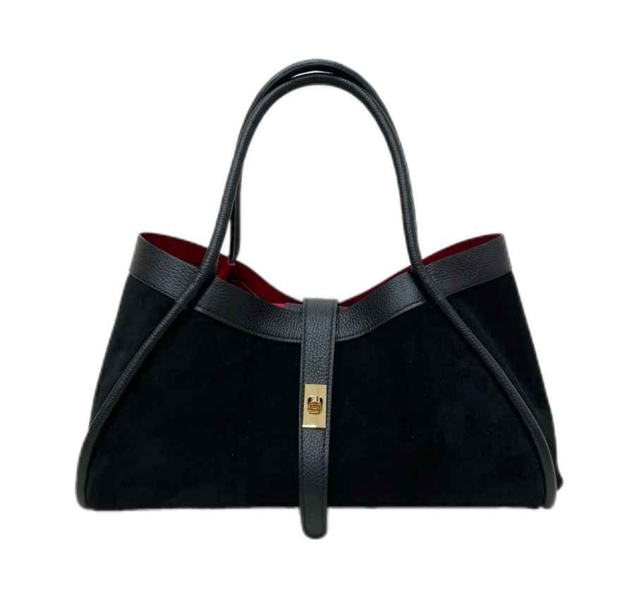 BZNA Bag Filiz Schwarz Wildleder Italy Damen Handtasche Schultertasche Tasche