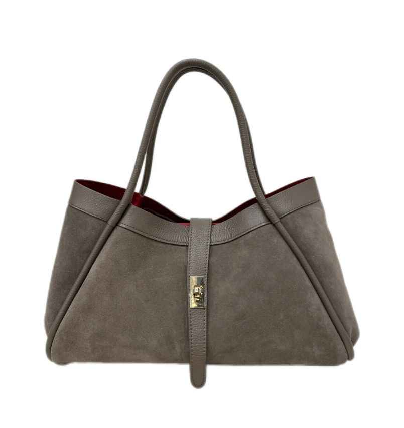 BZNA Bag Filiz Grau Wildleder Italy Damen Handtasche Schultertasche Tasche