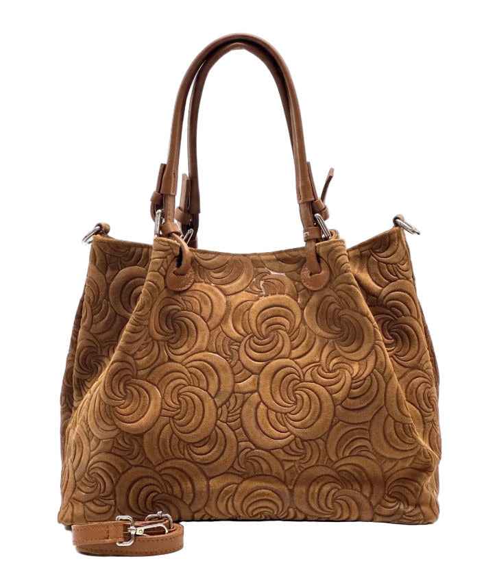BZNA Bag Amia Cognac geprägt Leder Italy Damen Shopper Handtasche Schultertasche Tasche