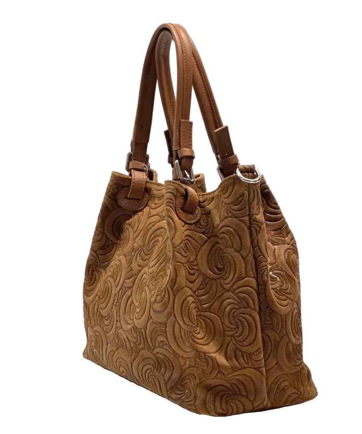 BZNA Bag Amia Cognac geprägt Leder Italy Damen Shopper Handtasche Schultertasche Tasche