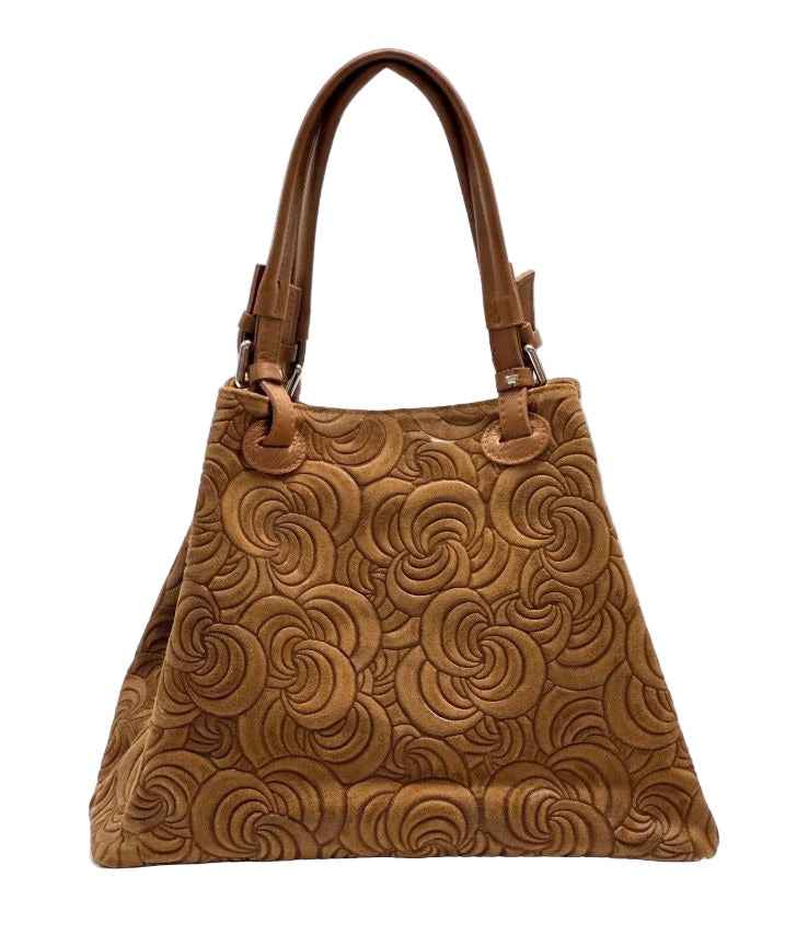 BZNA Bag Amia Cognac geprägt Leder Italy Damen Shopper Handtasche Schultertasche Tasche