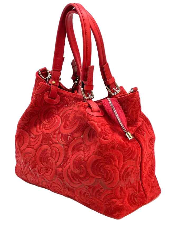 BZNA Bag Amia Rot geprägt Leder Italy Damen Shopper Handtasche Schultertasche Tasche