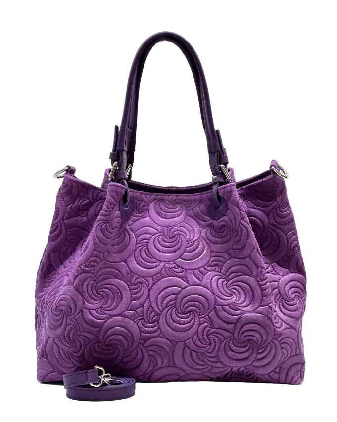 BZNA Bag Amia Viola geprägt Leder Italy Damen Shopper Handtasche Schultertasche Tasche