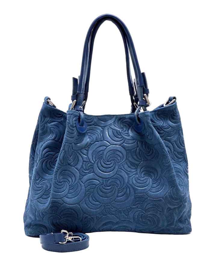 BZNA Bag Amia Blue geprägt Leder Italy Damen Shopper Handtasche Schultertasche Tasche