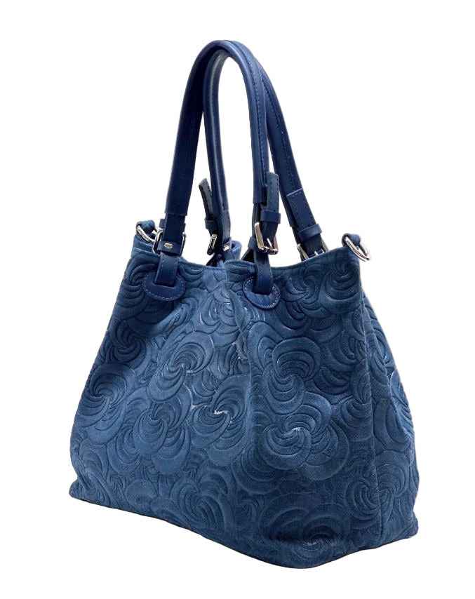 BZNA Bag Amia Blue geprägt Leder Italy Damen Shopper Handtasche Schultertasche Tasche