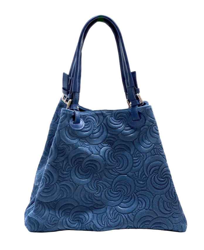 BZNA Bag Amia Blue geprägt Leder Italy Damen Shopper Handtasche Schultertasche Tasche