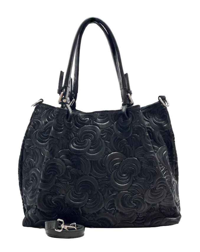 BZNA Bag Amia Nero geprägt Leder Italy Damen Shopper Handtasche Schultertasche Tasche