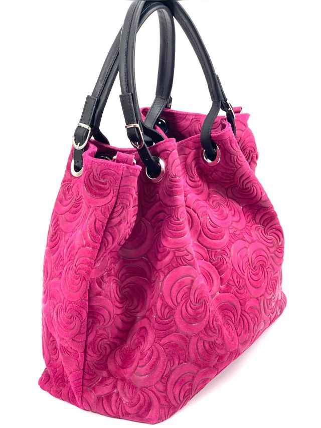 BZNA Bag Sephrina Fuxia geprägt Leder Italy Damen Shopper Handtasche Schultertasche Tasche