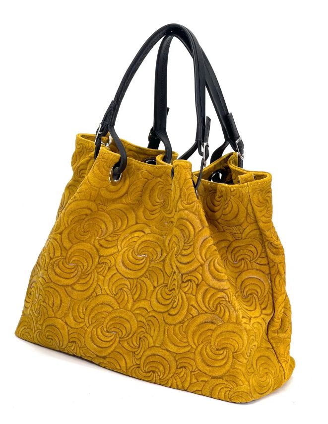 BZNA Bag Sephrina Senape geprägt Leder Italy Damen Shopper Handtasche Schultertasche Tasche - B Z N A