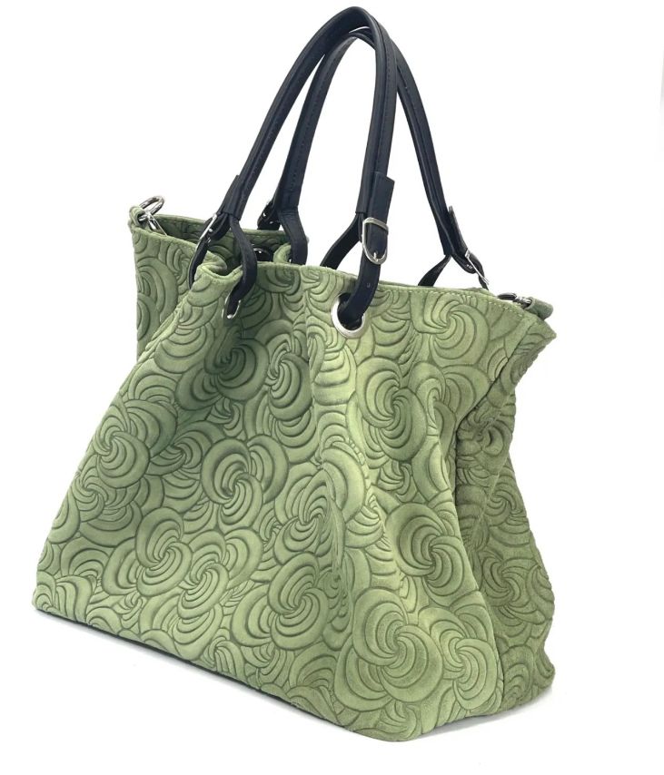 BZNA Bag Sephrina Salvia geprägt Leder Italy Damen Shopper Handtasche Schultertasche Tasche - B Z N A