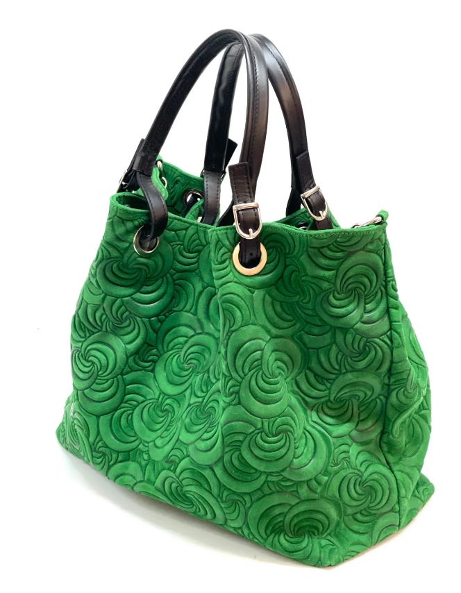 BZNA Bag Sephrina Verde Mela geprägt Leder Italy Damen Shopper Handtasche Schultertasche Tasche - B Z N A