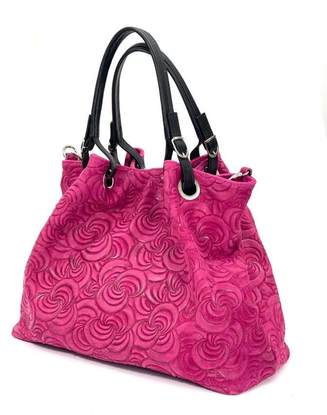 BZNA Bag Sephrina Fuxia geprägt Leder Italy Damen Shopper Handtasche Schultertasche Tasche - B Z N A