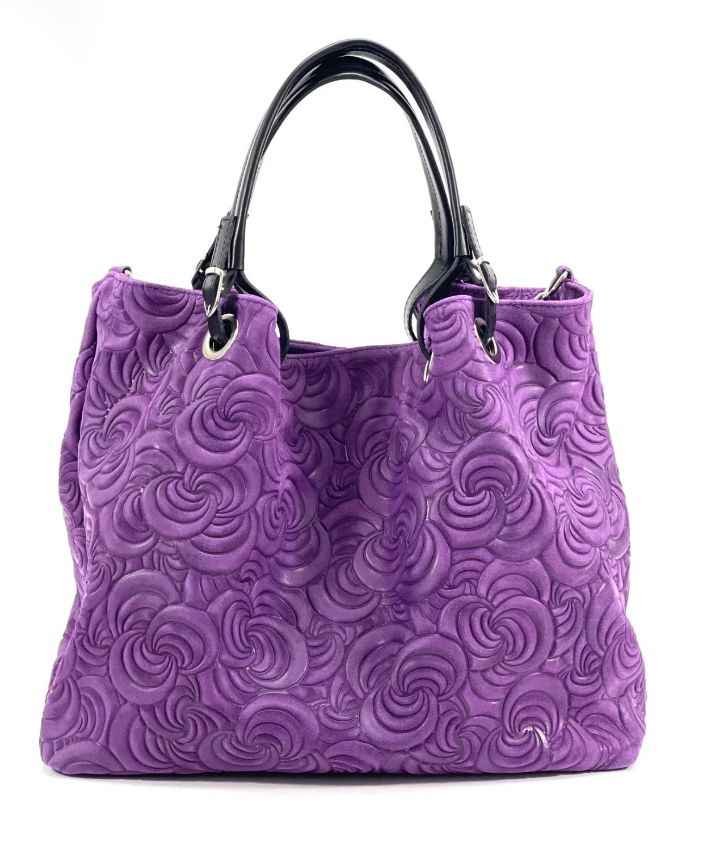 BZNA Bag Sephrina Violett geprägt Leder Italy Damen Shopper Handtasche Schultertasche Tasche