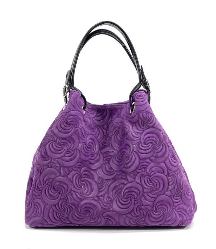 BZNA Bag Sephrina Violett geprägt Leder Italy Damen Shopper Handtasche Schultertasche Tasche - B Z N A