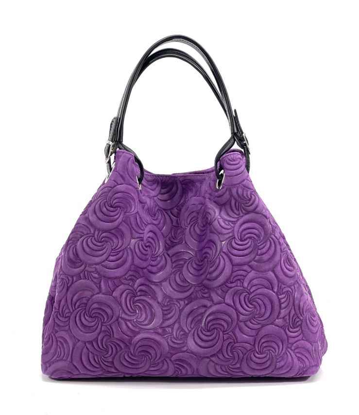 BZNA Bag Sephrina Violett geprägt Leder Italy Damen Shopper Handtasche Schultertasche Tasche