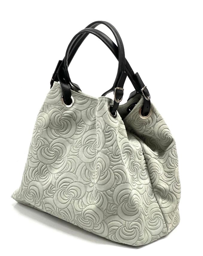 BZNA Bag Sephrina Grigio geprägt Leder Italy Damen Shopper Handtasche Schultertasche Tasche - B Z N A