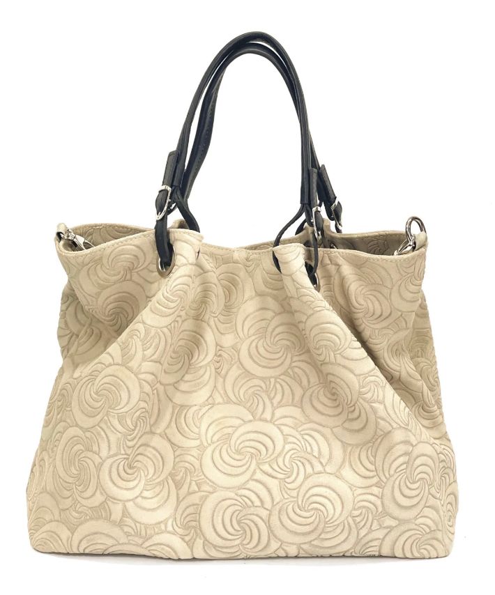 BZNA Bag Sephrina Taupe chiaro geprägt Leder Italy Damen Shopper Handtasche Schultertasche Tasche - B Z N A