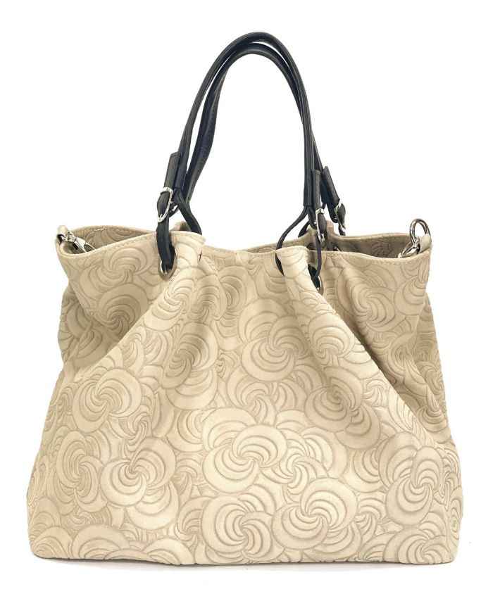 BZNA Bag Sephrina Taupe chiaro geprägt Leder Italy Damen Shopper Handtasche Schultertasche Tasche