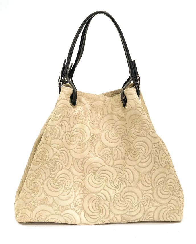 BZNA Bag Sephrina Taupe chiaro geprägt Leder Italy Damen Shopper Handtasche Schultertasche Tasche - B Z N A
