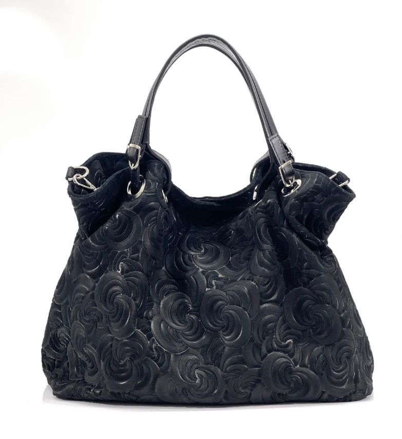 BZNA Bag Sephrina Nero geprägt Leder Italy Damen Shopper Handtasche Schultertasche Tasche - B Z N A