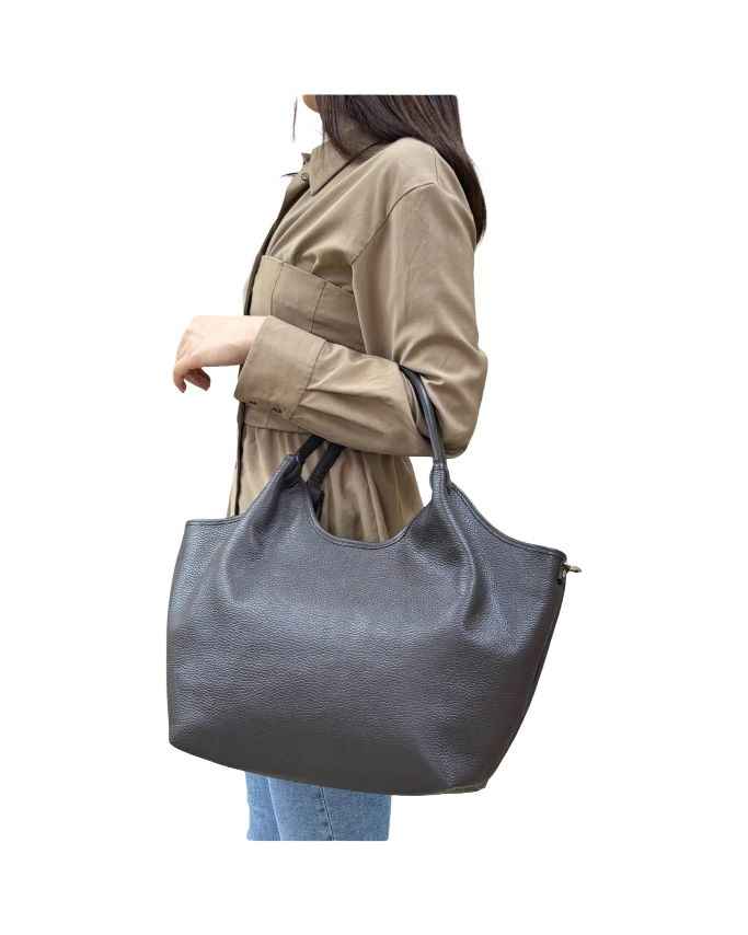 BZNA Bag Mette Beige Leder Italy Damen Shopper Handtasche Schultertasche Tasche