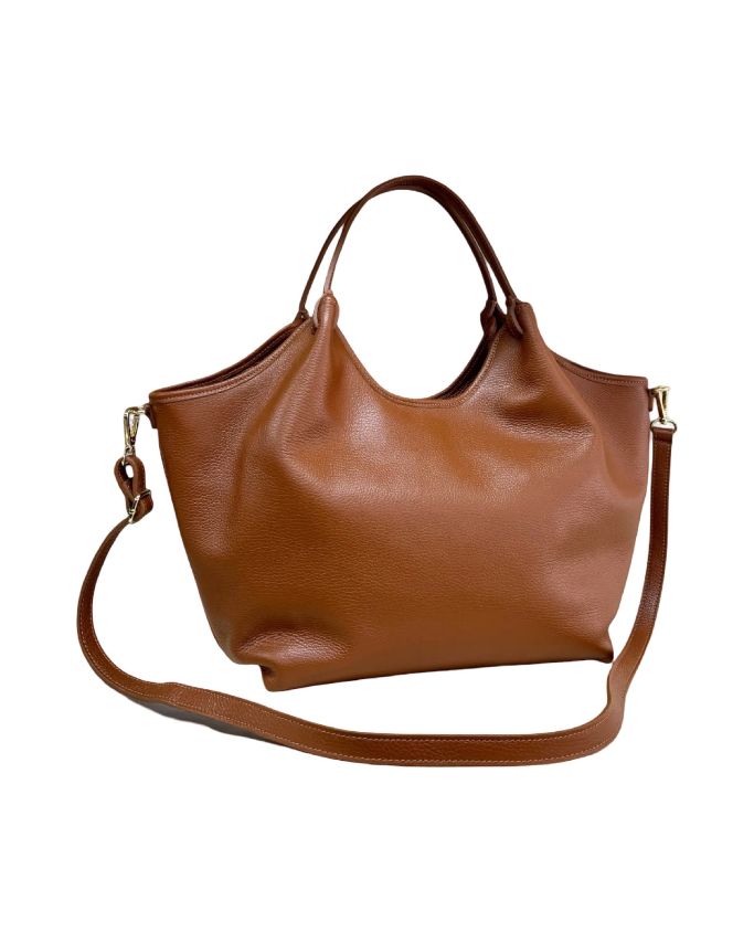 BZNA Bag Mette Cognac Leder Italy Damen Shopper Handtasche Schultertasche Tasche - B Z N A