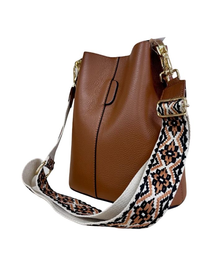 BZNA Bag Shirinia Cognac Leder Italy Damen Handtasche Schultertasche Tasche - B Z N A