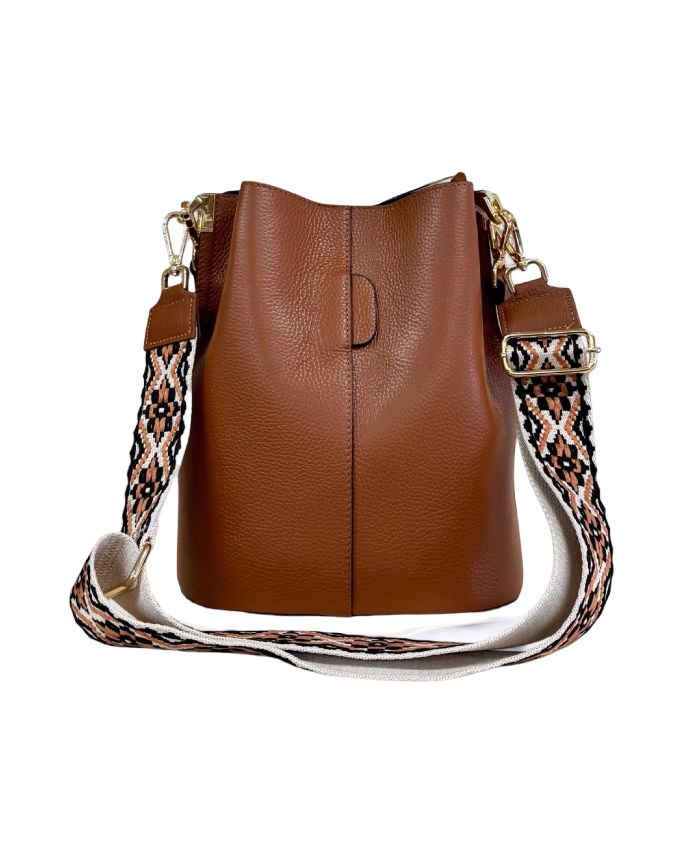 BZNA Bag Shirinia Cognac Leder Italy Damen Handtasche Schultertasche Tasche - B Z N A