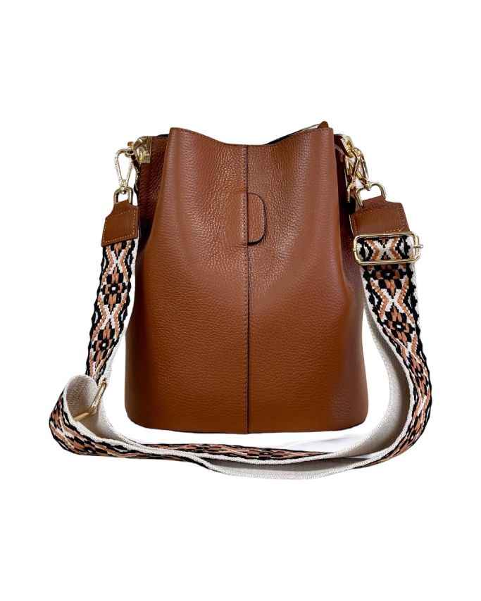 BZNA Bag Shirinia Cognac Leder Italy Damen Handtasche Schultertasche Tasche