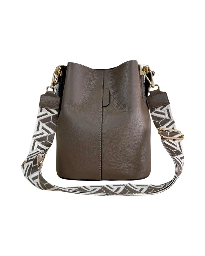 BZNA Bag Shirinia Taupe Leder Italy Damen Handtasche Schultertasche Tasche - B Z N A