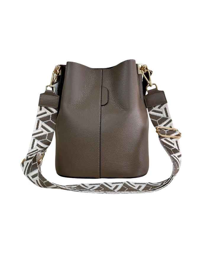 BZNA Bag Shirinia Taupe Leder Italy Damen Handtasche Schultertasche Tasche