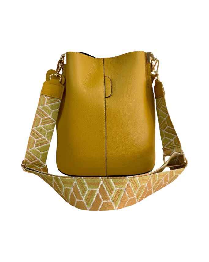 BZNA Bag Shirinia Giallo Senape Leder Italy Damen Handtasche Schultertasche Tasche