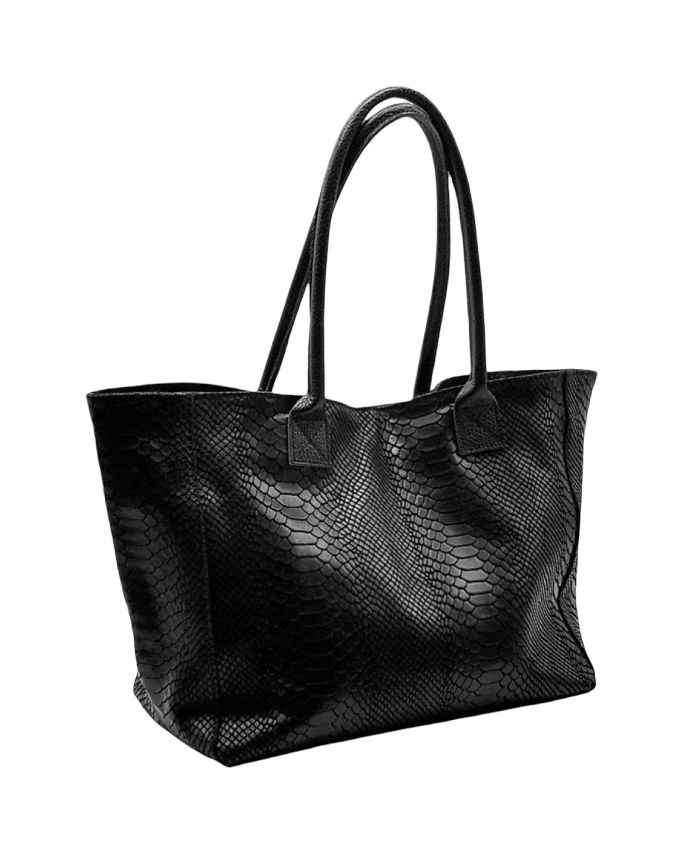 BZNA Bag Ladasha Nero Snake Prägung Leder Italy Damen Shopper Handtasche Schultertasche Tasche