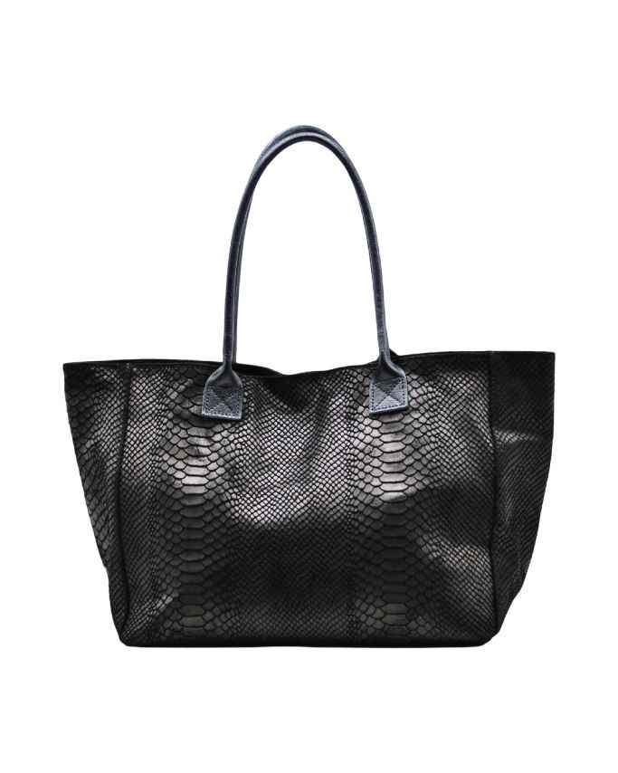 BZNA Bag Ladasha Nero Snake Prägung Leder Italy Damen Shopper Handtasche Schultertasche Tasche