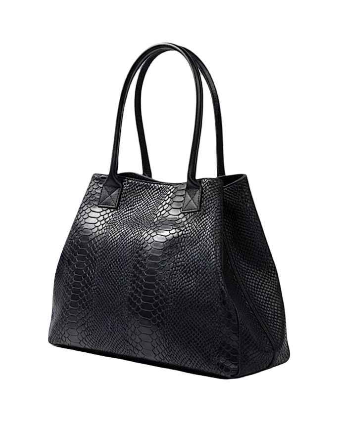 BZNA Bag Ladasha Nero Snake Prägung Leder Italy Damen Shopper Handtasche Schultertasche Tasche