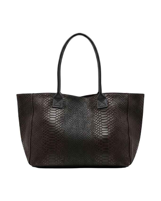 BZNA Bag Ladasha Choco Snake Prägung Leder Italy Damen Shopper Handtasche Schultertasche Tasche