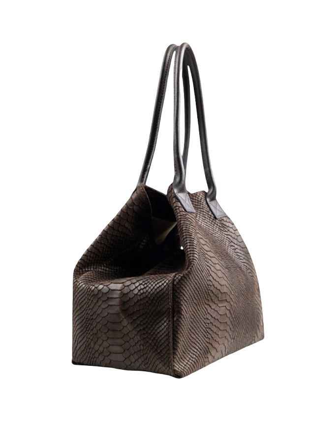 BZNA Bag Ladasha Choco Snake Prägung Leder Italy Damen Shopper Handtasche Schultertasche Tasche