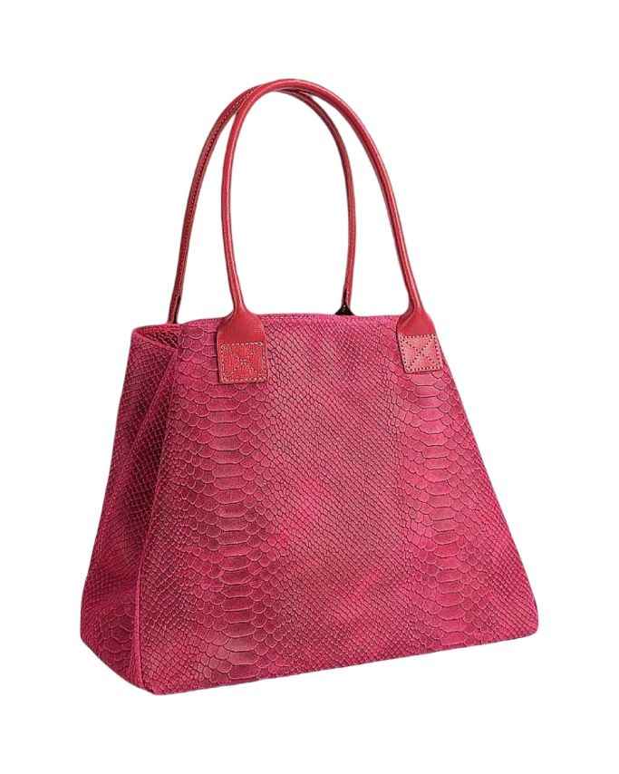 BZNA Bag Ladasha Fuxia Snake Prägung Leder Italy Damen Shopper Handtasche Schultertasche Tasche