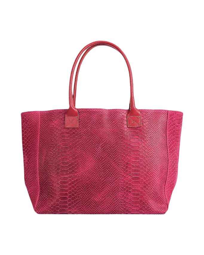 BZNA Bag Ladasha Fuxia Snake Prägung Leder Italy Damen Shopper Handtasche Schultertasche Tasche