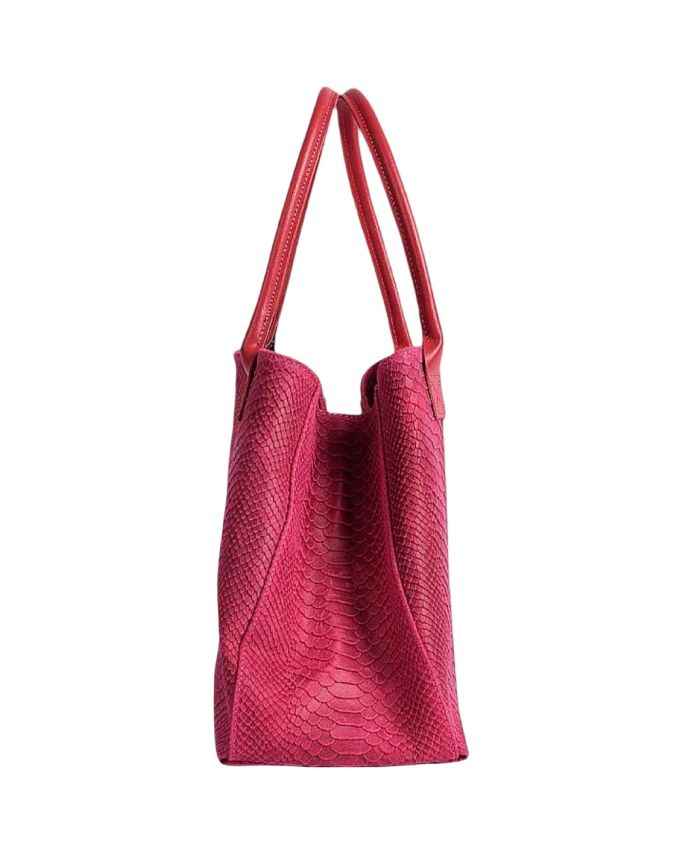 BZNA Bag Ladasha Fuxia Snake Prägung Leder Italy Damen Shopper Handtasche Schultertasche Tasche