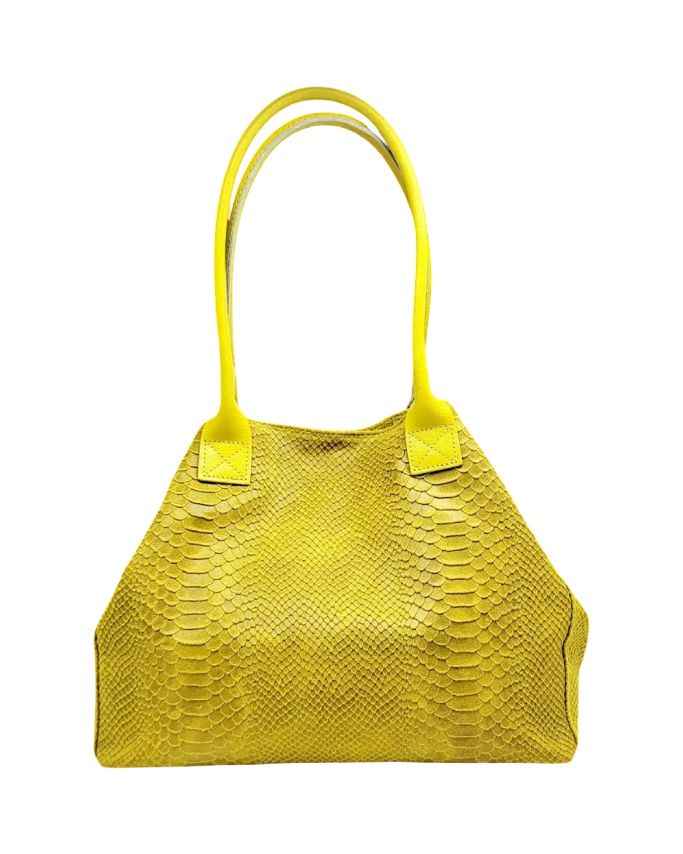 BZNA Bag Ladasha Gelb Snake Prägung Leder Italy Damen Shopper Handtasche Schultertasche Tasche