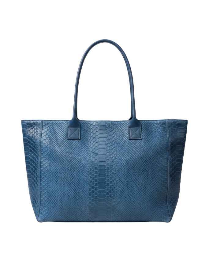 BZNA Bag Ladasha Blue Jeans Snake Prägung Leder Italy Damen Shopper Handtasche Schultertasche Tasche