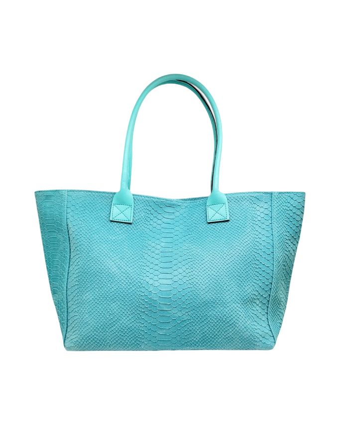BZNA Bag Ladasha Türkis Snake Prägung Leder Italy Damen Shopper Handtasche Schultertasche Tasche - B Z N A