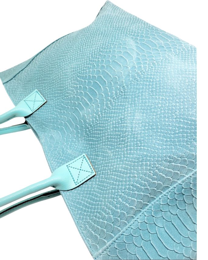 BZNA Bag Ladasha Türkis Snake Prägung Leder Italy Damen Shopper Handtasche Schultertasche Tasche - B Z N A