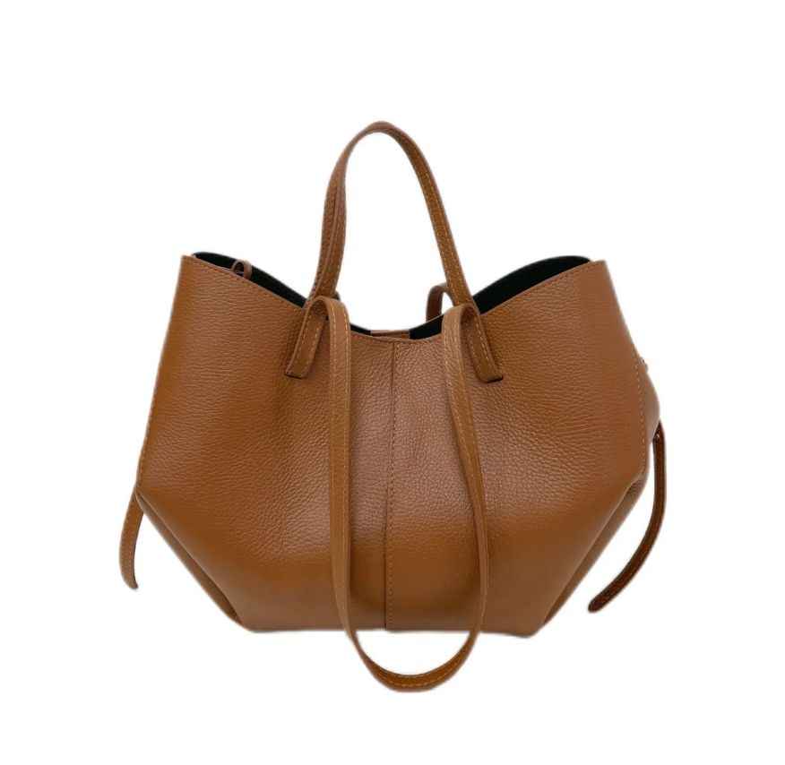 BZNA Bag Melina Cognac Leder Italy Damen Shopper Handtasche Schultertasche Tasche