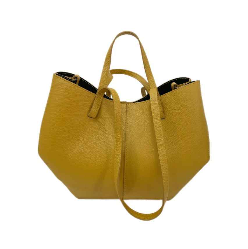 BZNA Bag Melina Gelb Leder Italy Damen Shopper Handtasche Schultertasche Tasche