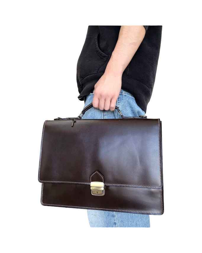 BZNA Bag Ivo Marrone Business Aktentasche Designer Ledertasche Schultertasche Unisex